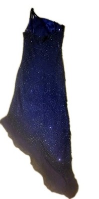 Blue Sequin Glitter Chiffon Maxi Dress One-Shoulder Strappy Formal Size M  Silk | eBay