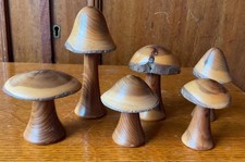 Collection Of Handmade Wooden Mushrooms Largest 4"