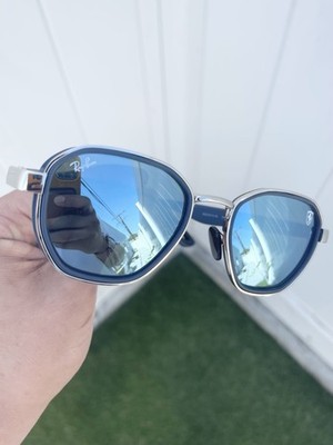 New Ray Ban Ferrari Metal RB3674-M 3674 Silver Blue Flash Lens Size 51/21