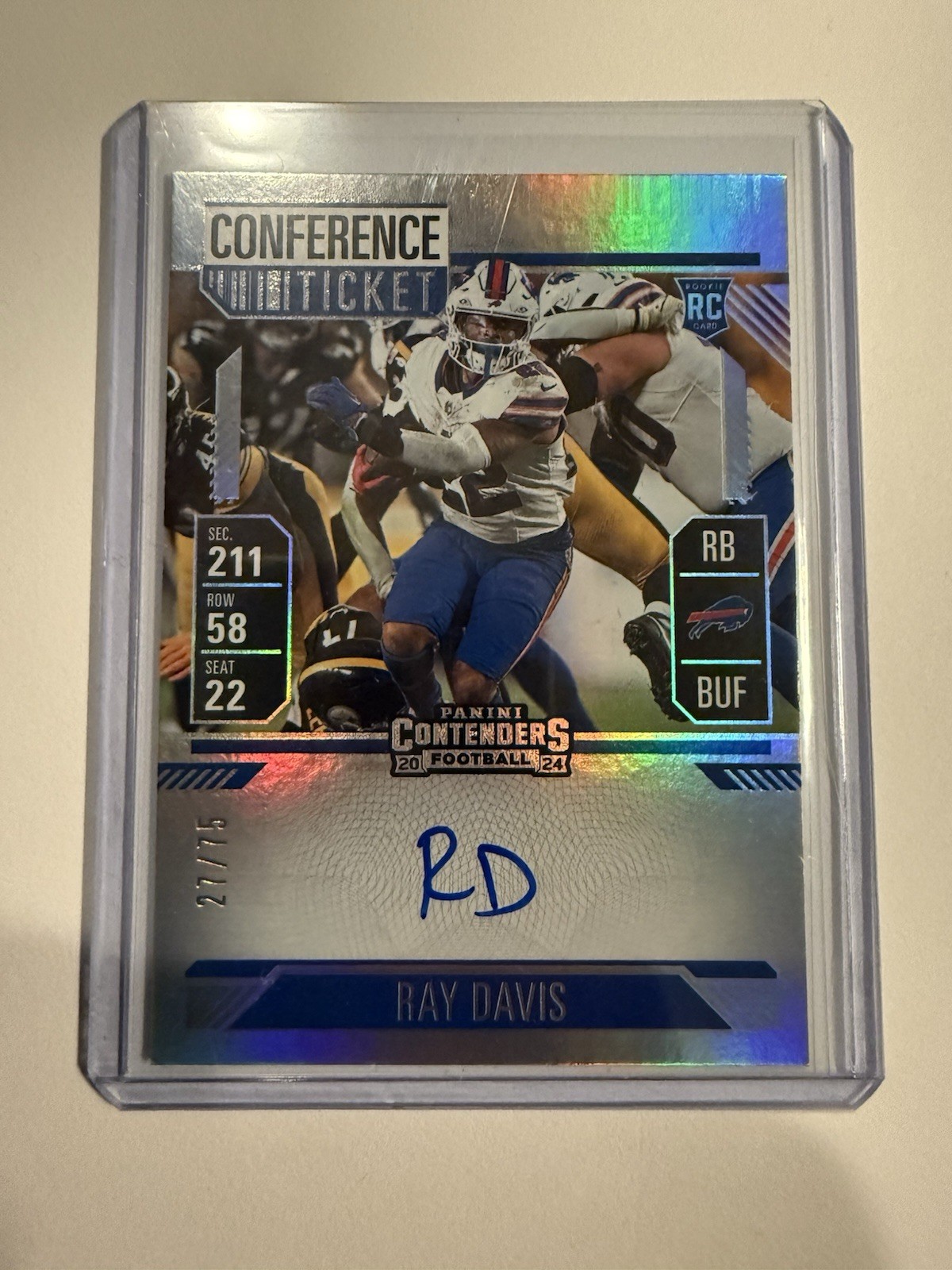 2024 Panini Contenders - Ray Davis #137 Conference Ticket /75 Rookie RC Auto