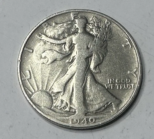 1940 Walking Liberty  Half Dollar  Silver Coin 90%  50 Cents