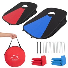 Portable Cornhole Set PVC Framed Corn Holes Outdoor Game Set with 2 Cornhole ...