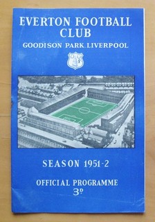 EVERTON v BURY 1951/1952 VG Condition Football Programme