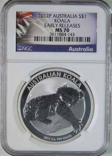 2012 P Australia Koala 1oz .999 Silver $1 Coin Early Releases NGC MS70
