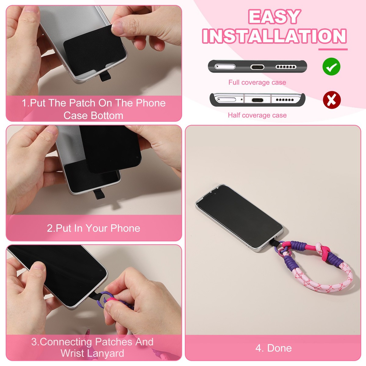 Metal Phone Tether Tab For IPhone, Cell Phone Lanyard Patch