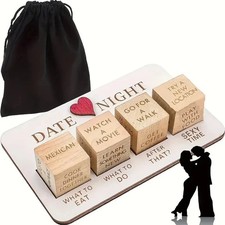 Date Night Dice Wooden Couples Funny Romantic Anniversary Decision Game