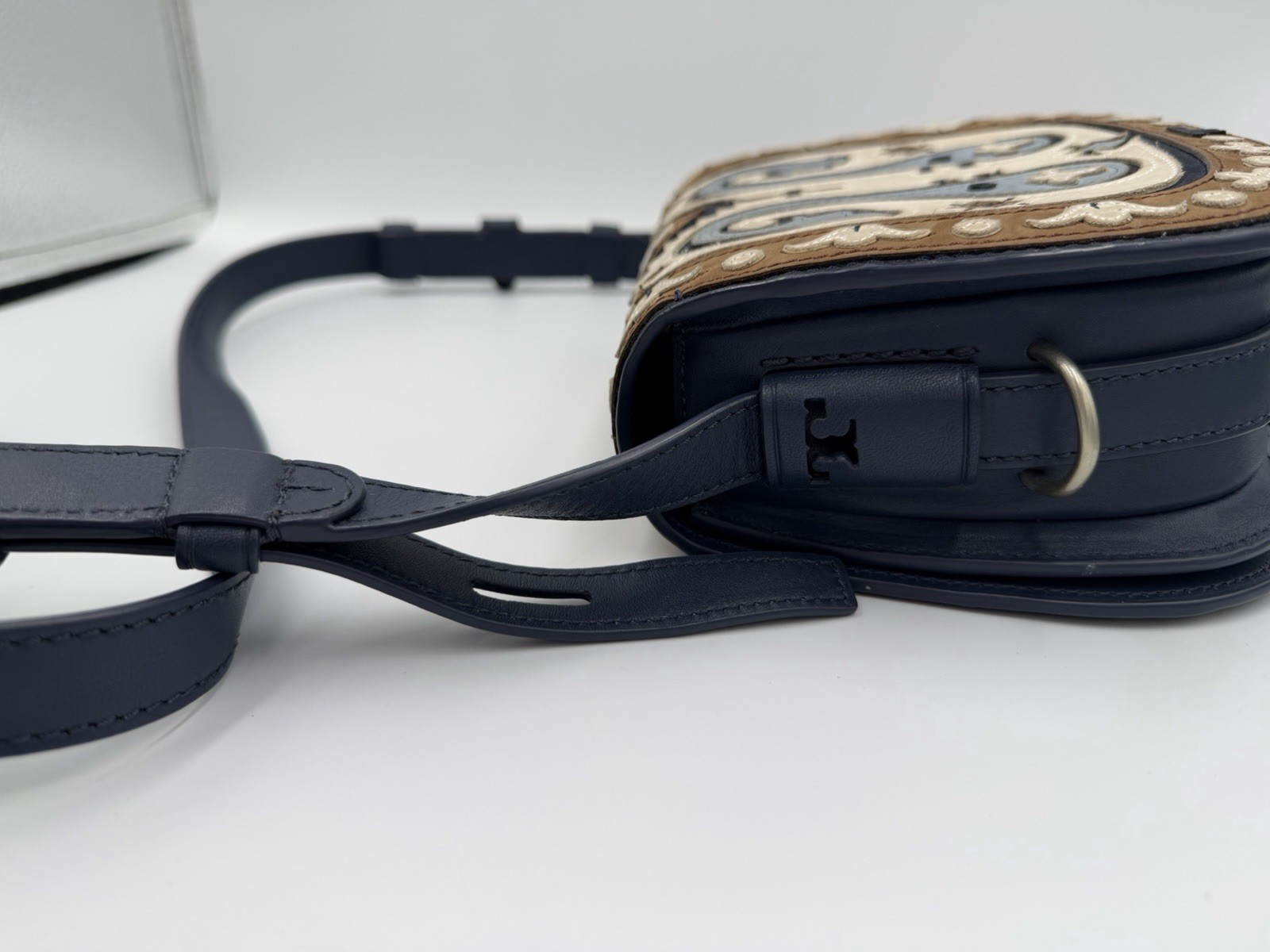 Tory Burch Leather Patchwork Mini Saddle Bag Cros… - image 10