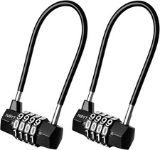Combination Lock, Long Shackle Cabinet Padlock with 4 Digit Code, Steel Cable Ro