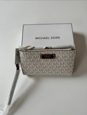 Michael Kors Jet Set Travel Double Zip Wristlet Portemonnaie Geldbörse Monogramm