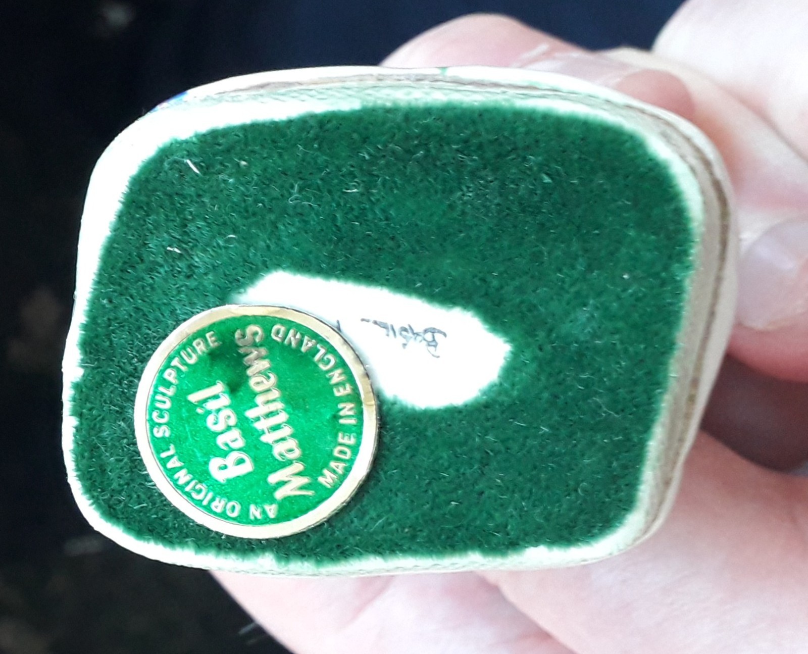 BASIL MATTHEWS POTTERY BORDER TERRIER SEATED ON A CUSHION DOG MODEL ORNAMENT