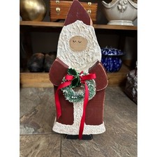 Vintage Rustic Wooden Santa Claus Figure Primitive Folk Art Christmas Decor 15in