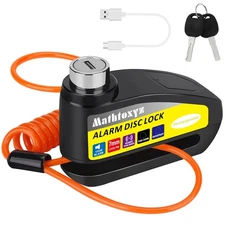 Motorcycle Lock Rechargeable, 120dB Alarm Disc Brake Locks Anti-The... Fast Ship