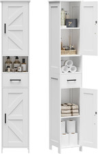 67" H Tall Bathroom Storage Cabinet with 2 Barn Doors and 1 Drawer, Narrow Stora