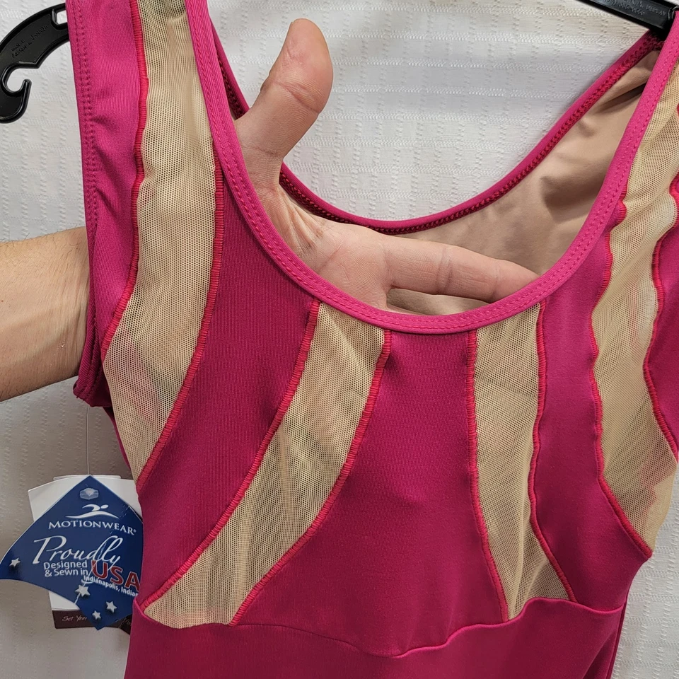 Motionwear Danza Gimnasia Leotardo Rojo Sólido Dorado Rayas Niñas Grande 12-14 Foto 3 de 4