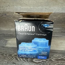 Braun Clean & Renew Refill Cartridges Shaver Cleaner Solution Lemon Fresh 2-Pack