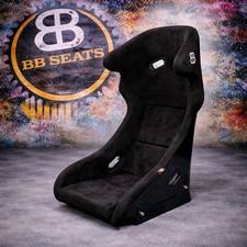 BB5 RS Large Black Suede Fibreglass Fixed Racing Bucket Seat + Runners & Mounts