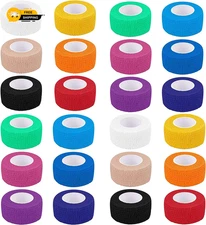 24 Pack Self Adherent Cohesive Wrap Bandages 1 Inches X 5 Yards, First Aid Tape,