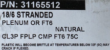 Southwire Genesis 3116 18/6C Plenum Security/Control Cable CMP White /50ft