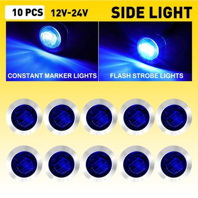 3/4'' LED Signal Light Caution Signal Blinker Turn Signal Blue Lamp 3-Wires 10PCS