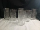 Vintage Anchor Hocking Springsong Clear Daisy Glasses Set of 6 - MCM Tumblers