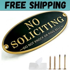 Brass No Soliciting Sign for House, No Soliciting Sign Metal for Front Door Home