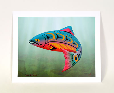 New Signed Salmon Print Northwest Coast Native Art 13