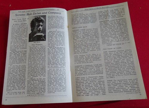 Guía de la crítica de Nueva York de 1967 - Bob Dylan no mira atrás revisión - Imagen 2 de 3
