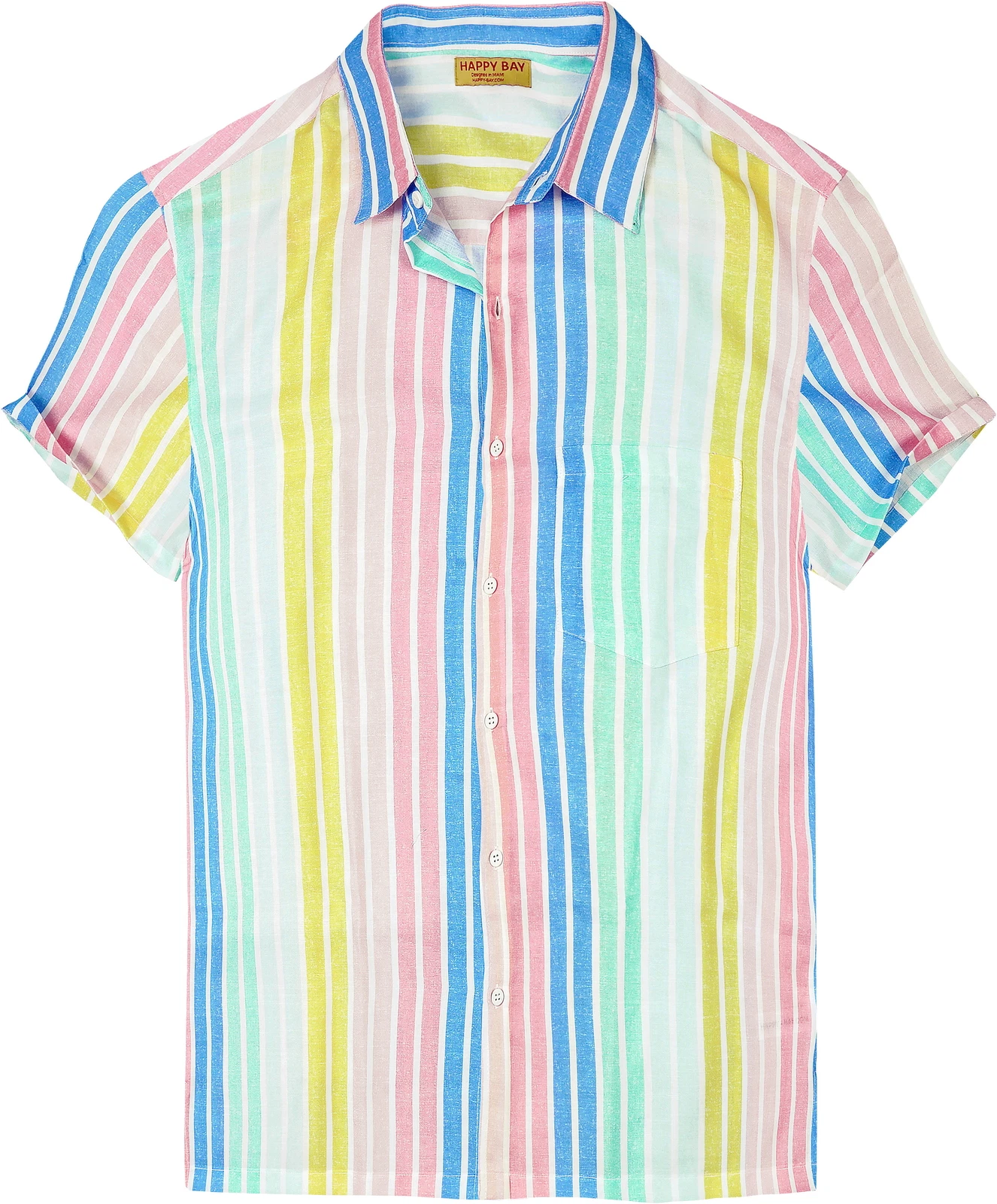 HAPPY BAY Men's Hawaiian Short Sleeve Button Down Shirts XL Stripes, Multi