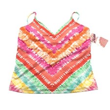 Hobie Girls Tankini Top Adjustable Straps Tie Dye Colorful 14