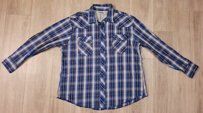 Wrangler Pearl Snap Plaid Western Cowboy Shirt Men's XXL Premium Button Up 