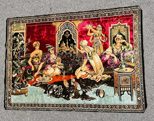 Vintage Wall/ Floor Tapestry Rug Moroccan Night Party BOHO Hippie Art 48”X71”