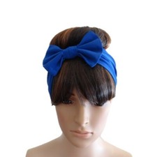 Blue Headband. Bow Hairband. Stretch Head Wrap. Hair Wrap. Hair Covering.