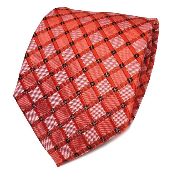 Tigertie Seidenkrawatte Orange Reinorange Silber Kariert - Krawatte Seide Tie-image