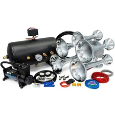 HornBlasters Admiral 544K Loud Train Air Horn Set Kit with Black Compressor