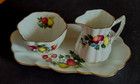 ROSINA Bone China - Sugar/Creamer/Tray - fruit pattern - Gold Trim - UK made