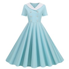 Damen Retro 50's 60's Rockabilly Midikleid Petticoat Partykleider Cocktail Kleid