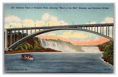 New Rainbow Bridge  Niagara Falls New York NY UNP Linen  Postcard XA3