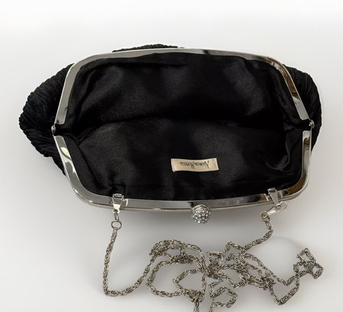 Vintage Neiman Marcus Black Rhinestone Clasp Clutch Purse Evening Bag - Picture 12 of 21