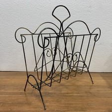 VTG Brass Wire Magazine Rack MCM Mid Century Modern Living Room Grandma Core