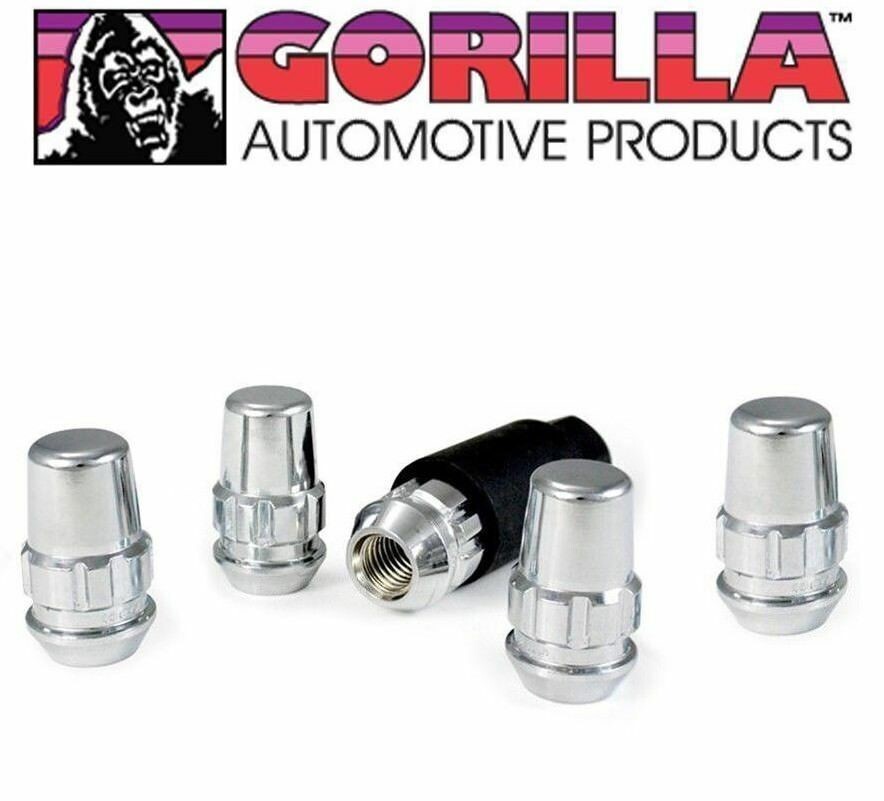(5) Gorilla Wheel Locks, 14mm x 1.50 Thread, Chrome, Bulge Acorn