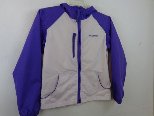Columbia Jacket Girl's 10/12 White Purple Full Zip Hoodie Long Sleeve - Picture 4 of 10