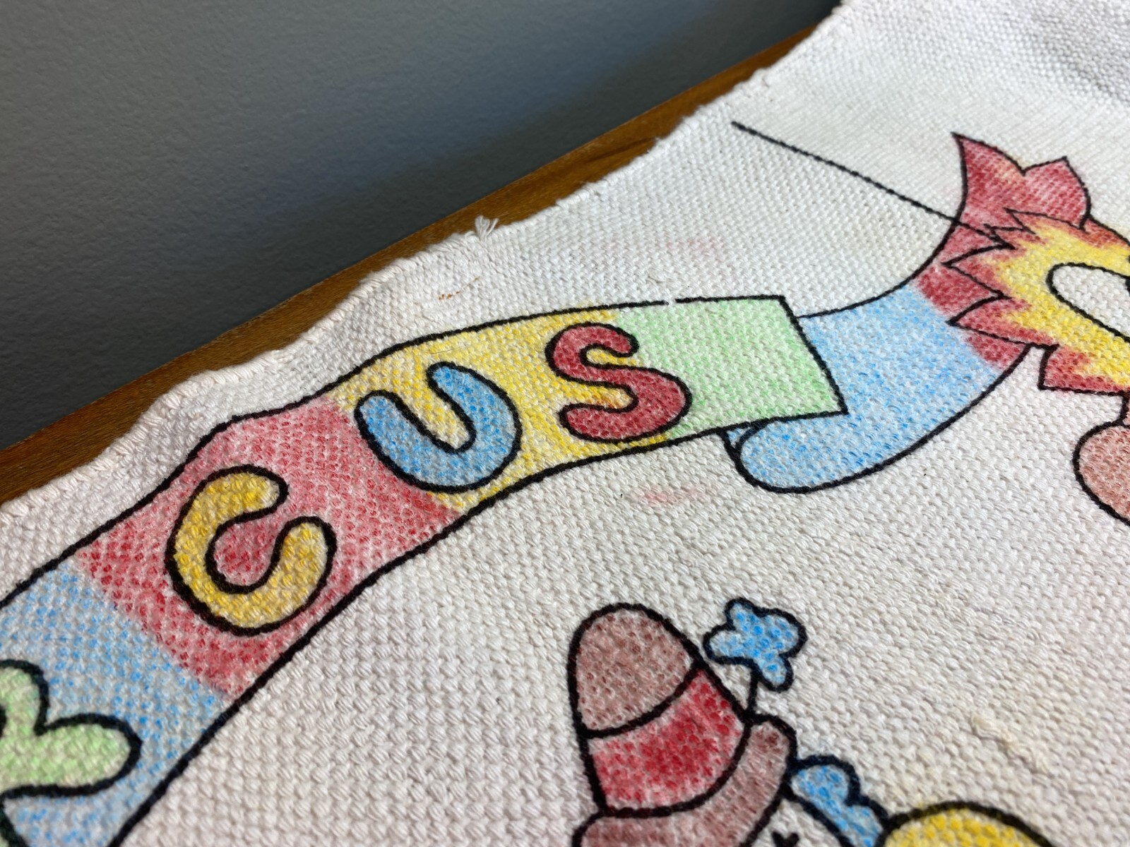 Nursery Circus Themed RUG India Handwoven Clowns Animals Colorful 21x34 Cotton