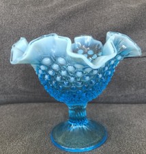 Vintage Fenton Opalescent Blue Hobnail Glass