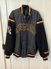 Vintage NFL Steelers Wool Varsity Jacket Reversible To Satin Bomber Size Large