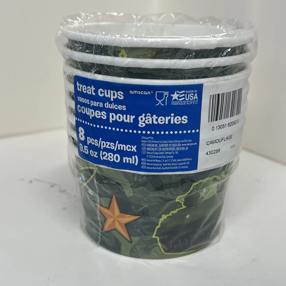 Camuflaje Ejército Camuflaje Héroe Militar Niños Fiesta de Cumpleaños 9.5 OZ Tazas de aperitivos de papel Foto 2 de 2