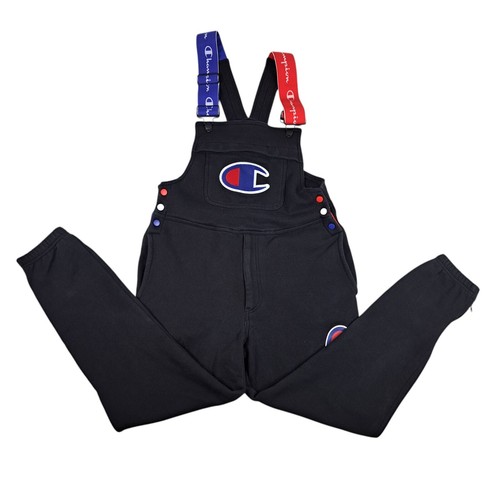 Champion Super Fleece Overalls Mens Size Small Black Red Blue Rare