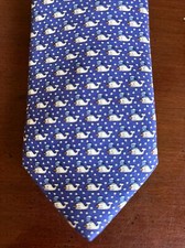 Vineyard Vines Boys Tie Holiday Christmas Whale Snowman Blue Silk 49.50 New