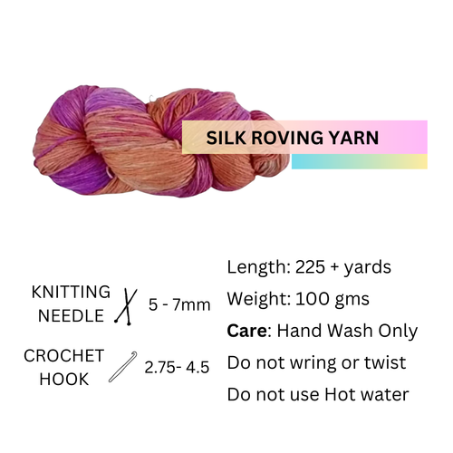 Knitsilk Tops yarnMulberry Silk Roving Yarn in shades of Blue Yellow Orange - 第 6/7 張圖片