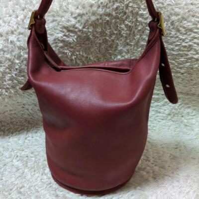 VINTAGE COACH DUFFLE SAC BUCKET SOULDER BAG PURSE #9085 Red 