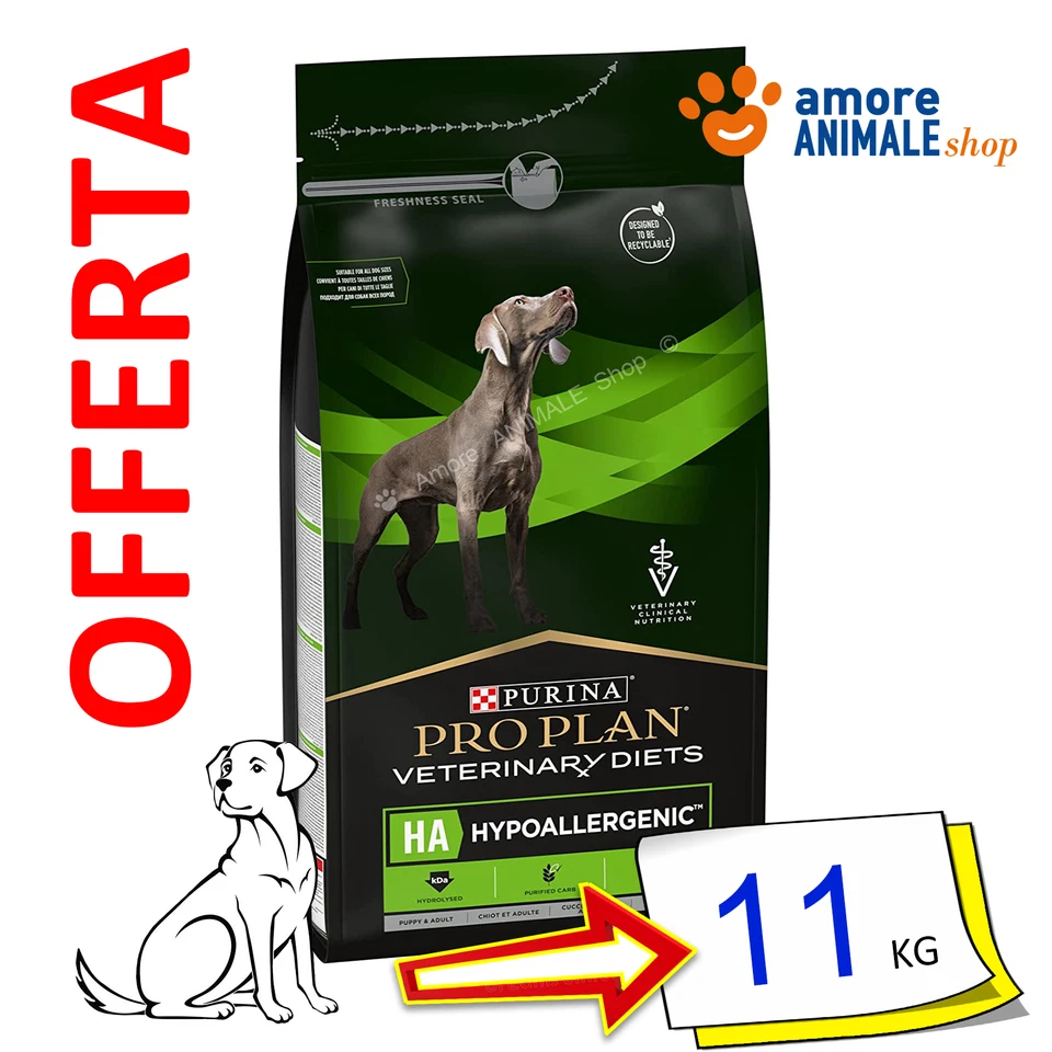 Purina Dog Pro Plan Veterinary Diets HA Hypoallergenic 11 kg - Crocchette Cane